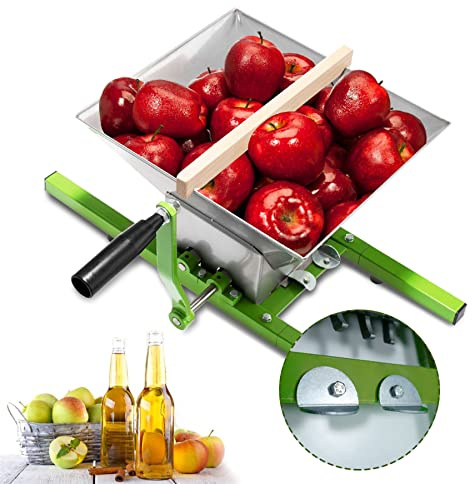 Froadp Prensa de Frutas 7L Molinillo de Frutas de Acero Inoxidable Triturador de Frutas con Embudo y Asa Picadora de Fruta Manual Exprimidor de Frutas para Zumo, Sidra y Vino Fácil de Limpiar