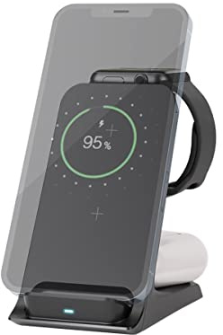 goobay 60217 3 in 1 Wireless Charger - Kabellose QI Ladestation mit bis zu 15 Watt Leistung für 3 Geräte gleichzeitig