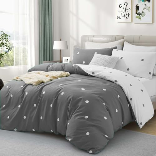 Hafaa Super King Duvet Set Soft Printed Bedding Sets Brushed Microfiber Duvet Covers with Pillowcases (Doted 260x220 CM)