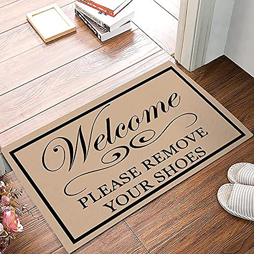 Tappeto Doccia Benvenuto, per Favore, Togliti Le Scarpe Tappetino Porta Resistente Sporco Tappetino di Benvenuto Facile da Pulire Tappeto Asciugapassi per Esterno Terrazzo Casa 40X60Cm