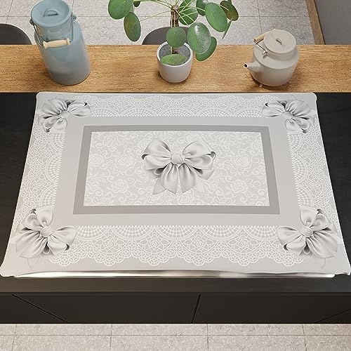 PETTI Artigiani Italiani - Accessori Tessili da Cucina, Copri Fornelli 46x70 cm in Microfibra, Coprifornello Elegante per Gas e Induzione, in Stampa Digitale Fiocco Grigio, 100% Made in Italy