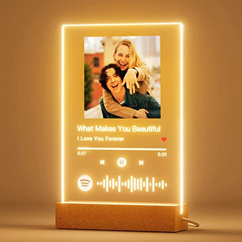 Spotify-Glas, Personalisiertes Song-Cover, Glasbild mit Fotoscannbarem Spotify Code-Personalisierte Acryl-Fotogeschenke, Musikgeschenke für Freundin und Freund zum Jahrestag, Geburtstag(15 x 20 cm)
