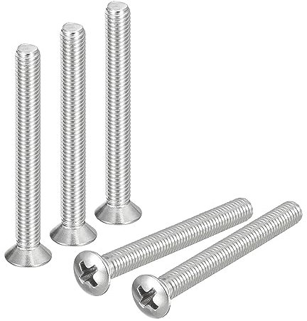 QUARKZMAN M5x50mm Tornillos Máquina Phillips Cabeza Ovalada 25uds Acero Inoxidable 304 Cabeza Avellanada Ligeramente Elevada