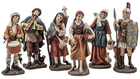 Set de 6 Figuras de oficios para Portal de Belen de Resina Pintado a Mano 20 cm Alto