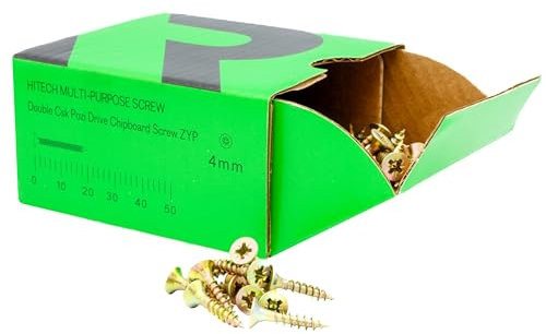 RIKA MPSR013 4.0 x 20mm YZP Hitech Multi-Purpose Screw 200pk For Hardwood Softwood Chipboard MDF Plastic PVCU Thin Sheet Metal & More Corrosion Resistant Double Countersunk