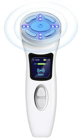 Machine Faciale HIFU pour les Rides – 4 en 1, Appareil de Massage Visage sans Fil à Ultrasons Focalisés de Haute Intensité, Radiofréquence, EMS, Resserrement de la Peau, Rajeunissement, Anti-âge, Lift