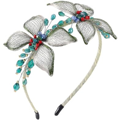 IYOU Kupfer Draht Hochzeit Stirnband Grün Schmetterling Haarreif Handgefertigt Abschlussball Gast Braut Haarschmuck für Frauen