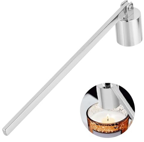 Clyhon Spegnicandele Spegnifiamma in Acciaio Inox Spegnimento per Candele Spegnicandele Estintore Spegnicandele con Manico Lungo per Spegnere Le Fiamme Spegnere in Sicurezza Le Candele,Argento