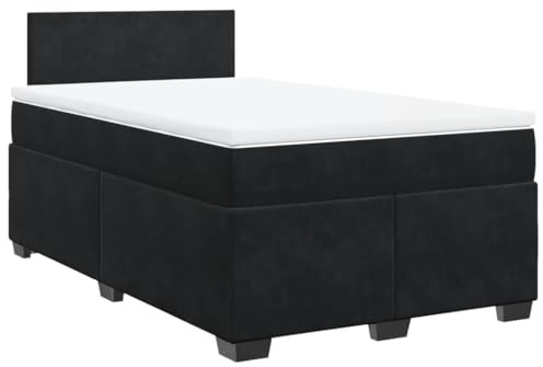 vidaXL Boxspringbett mit Matratze Schwarz 120x200 cm Samt