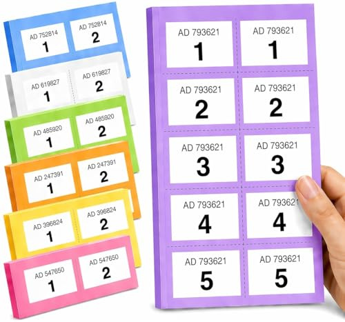 YLAB Tombola 1-1000 lila Buch, gelocht, nummerierte Sicherheitskarten, Spendenaktionen, Zeremonien, Garderobe, Events