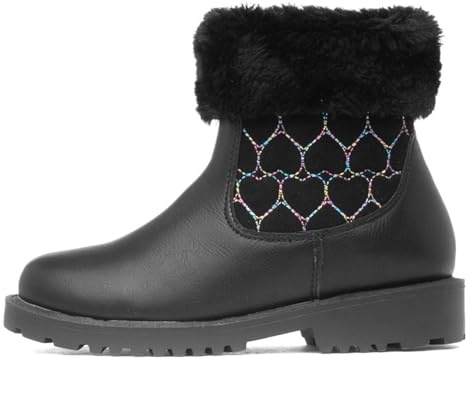 Walkright Cecily Girls Black Faux Fur Ankle Boot - Size 1 UK - Black