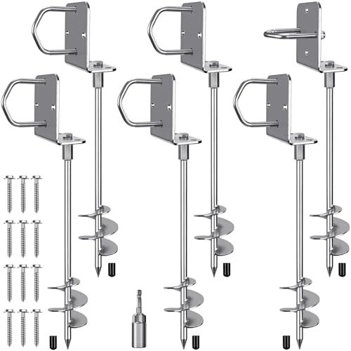 Insaga Ancoraggi a terra da 61 cm, resistenti, 7,6 cm più larghi, ancoraggi a spirale per trampolini, ancoraggi a terra multiuso per casa mobile, trampolini, tettoie, set di altalene, capannoni e