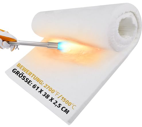 lormuzi Keramikfaser-Isolierdecke, 1500°C/2700°F (61 x 38 x 2,5 cm), feuerfeste Isolierung für Geschirrspüler, Öfen, Schmieden, Boiler, Pizzaöfen und mehr