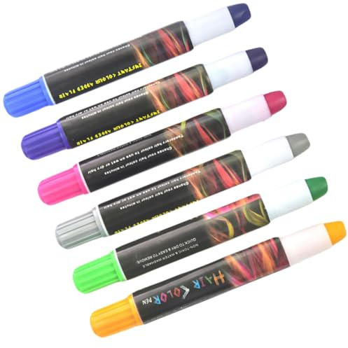Ipetboom 6piezas Colores De Tizas Cabello Lápiz De Teñir El Cabello Para Niñas Lavables