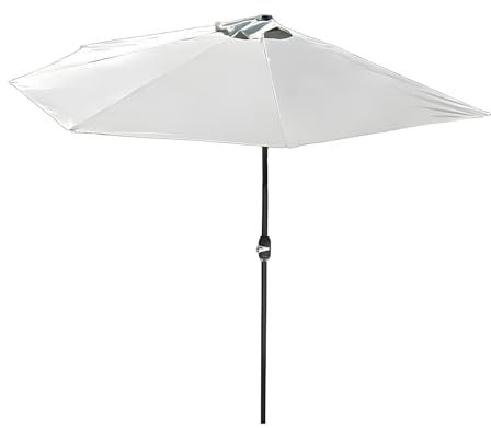 Parasol De Plage, Porte-Parapluie À 5 Os, Protection Solaire, Ombrelle avec Manivelle, Contre Le Mur Parasols & Voiles D'ombrage, Mât De Parapluie Épaissi sans Base(Off-Whit)