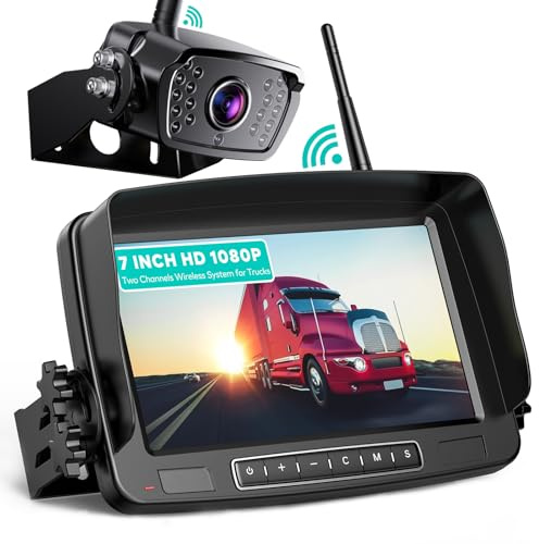 eRapta 7'' LCD Kabellose Rückfahrkamera Set mit Eingebautem Funksender | Wireless Einparkhilfe, Wasserdicht IP69, Nachtsicht für Wohnmobile, Anhänger, LKWs, Sattelauflieger