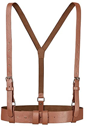 Allegra K Unisex Plus Size Vintage PU Leather Y Back Suspenders Adjustable Holes Belts for Women Men