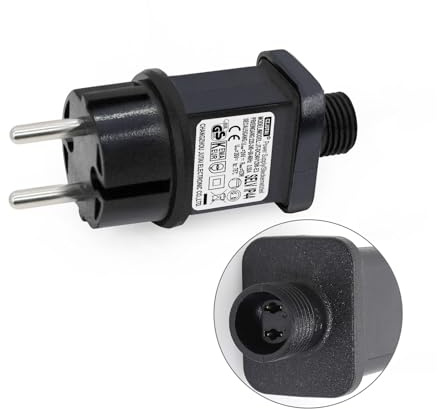 CZJUTAI LED Trafo IP44 Netzteil für Weihnachtsbeleuchtung mit Stecker - EU-Stecker (Schraubsockel - konstant eingeschaltet - DC24V 12W) [E4T2]