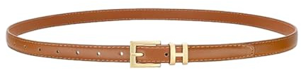 Gkaopi Ledergürtel Damen Klassisch Einfarbig Dekorativer Schmaler Taillengürtel Metallschnalle Verstellbarer Dünner Gürtel für Kleider, Hosen, Jeans