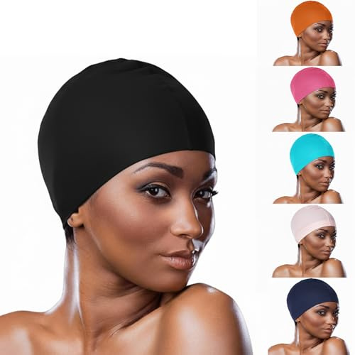 6 PCS Swimming Cap,Adult Unisex Swim Hat for Long Hair, Elastic Anti-slip Swimming Hat,Durable Flexible Silicone Swimming Hat Women Men Kids Adults,Anti slip Swim Cap Swimming Hats