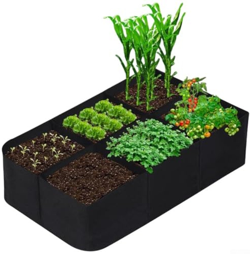 Honseadek Lot de 6 sacs en feutre non tissés pour parterres de jardin, réutilisables, en tissu surélevé, pour fleurs, herbes, sacs multigrilles portables et légers