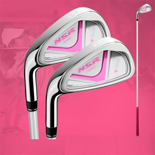Hierro de palo de golf para zurdos 7#/9# para niños, niñas, principiantes, entrenadores, enseñanza, LH, palos de golf, práctica deportiva (izquierda, rosa, #9 (3-5 años))