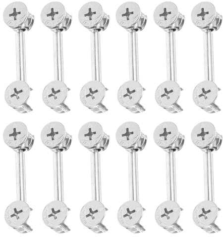 MAGICLULU 20 Jeux de Raccords à Came Double Tête pour Meubles, Connecteurs Métalliques 48 Mm, Ferrures à Came Goujons de Liaison en Alliage Zinc, Kit de Fixation pour Armoires et Réparation