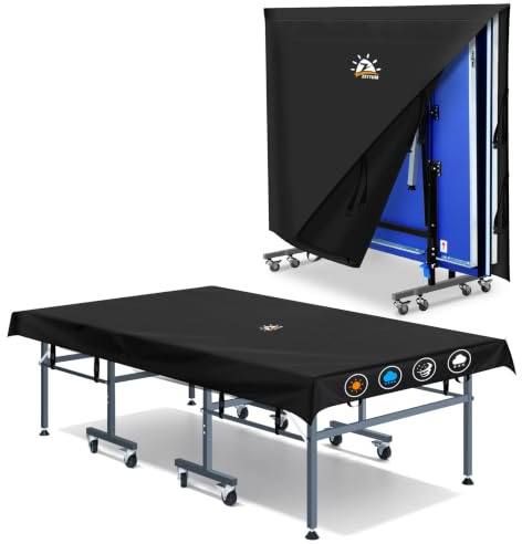 Zettum Tischtennisplatte Abdeckung 188 L x 155 H CM - 600D Oxford PU Wasserdichte Abdeckung Tischtennisplatte Outdoor und Indoor Faltbare Reißfestigkeit & Sonnenschutz Passend für Klapptisch
