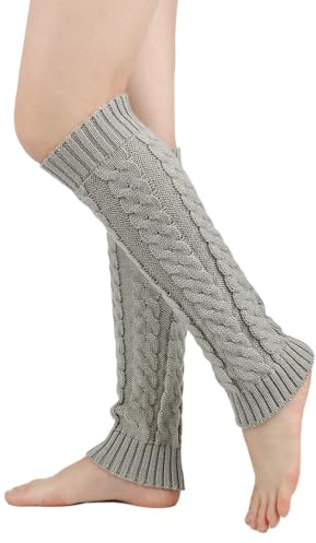 Elandy Calentadores térmicos de invierno cálidos para piernas, calcetines largos para botas, almohadillas para leggings para mujeres, señoras y niñas, (claro)