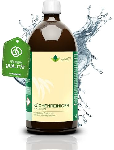 eMC Pulitore da cucina – Detergente probiotico contro i depositi di grasso ostinati, ideale per superfici della cucina come piani cottura, cappe e forni, elimina gli odori, 1 litro