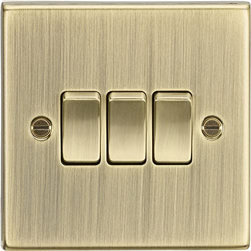 10AX 3G Interruptor de placa de 2 vías con borde cuadrado de latón envejecido CS4AB