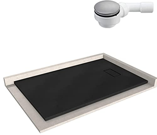 Bernstein Duschtasse 90x140 cm Schwarz matt SMC inkl. Ablauf Typ B