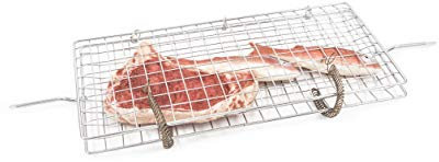 Parrilla giratoria para asador giratorio de chimenea o barbacoa, tamaño parrilla 40x20 cm, largo total 60 cm, acero cromado