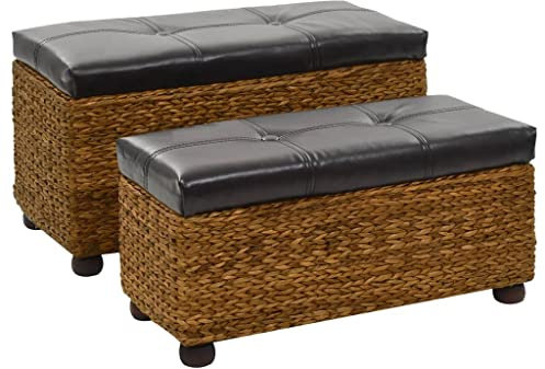 vidaXL 2X Sitzbank Seegras Braun Truhenbank Bank Truhe Sitztruhe Flurbank