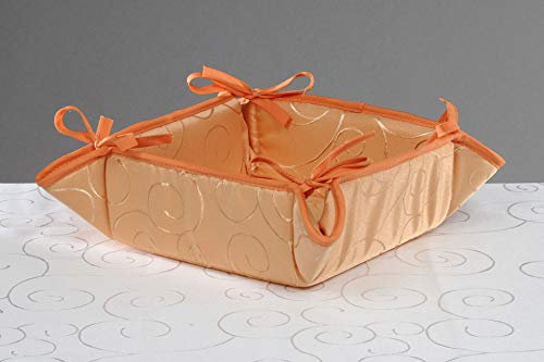 Haus und Deko Panera de tela de damasco, aprox. 20 x 20 cm, cesta para panecillos rectangular, color terracota claro
