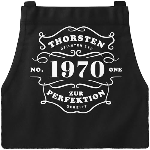 MoonWorks® Küchen-Schürze mit Namen Alter Kochschürze Vintage-Design personalisierte Geschenke Geburtstag