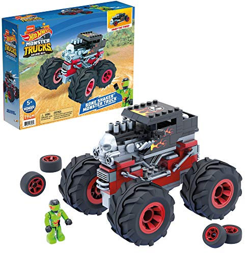 Mega Construx MEGA Hot Wheels Bone Shaker Building Set with micro figure driver, rolling wheels and authentic features, toy gift set for ages 5 and up