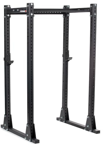 Titan Fitness X-3 Series Flat Foot Power Rack, 82 H x 30 D, 1,650 LB Rackable Capacity, Skinny & Fat Pull-Up Bars, Standard J-Hooks, for Home Garage Gym Weightlifting and Strength Training
