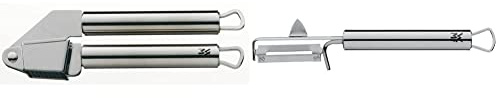 WMF Profi Plus Knoblauchpresse 17,5 cm, Cromargan Edelstahl teilmattiert, spülmaschinengeeignet & Profi Plus Kartoffelschäler Pendelklinge 19 cm, Pendelschäler einschneidig, Gemüseschäler