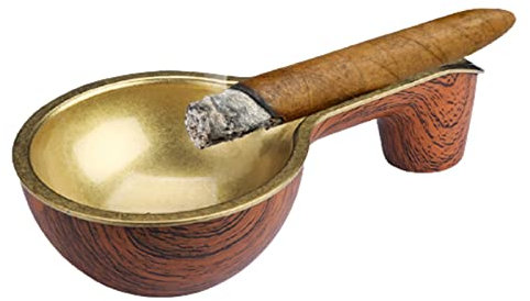 WHYUNM26 Cenicero de Bronce con Personalidad, Cigarro de Grano de Madera Retro, Forma de Calabaza Creativa, Ranura para Cenizas, Soporte para Puros, Cenicero de Viaje Exterior