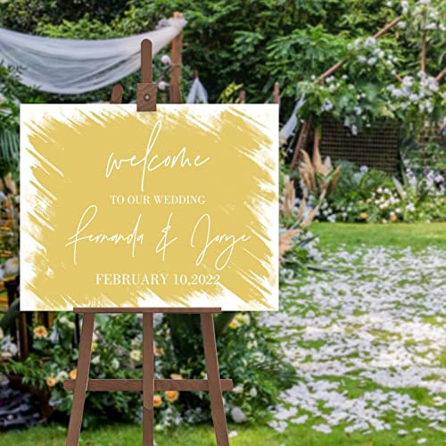Panneau de bienvenue de mariage simple personnalisé avec vos noms et dates Panneau d'entrée de bienvenue pour invités de mariage 50,8 x 76,2 cm