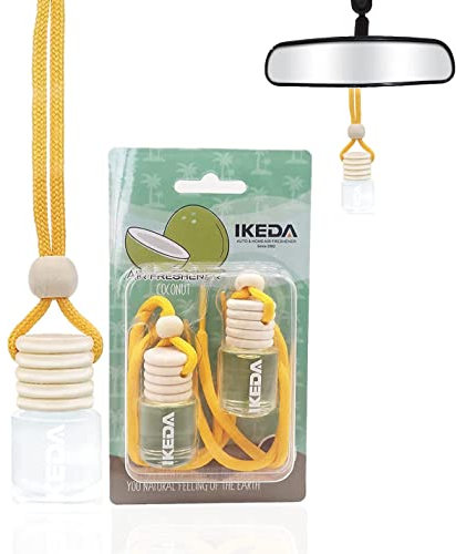 Auto Duft Lufterfrischer | Duftbaum Auto Aufhänger Diffusor | Kokosnuss Duft Parfüm | Autoduft gegen Gerüche | Innenraum Duftspender Automatisch im Taxi, Büro, Zuhause | Geschenke für Frauen Männer