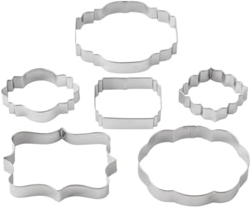 Wilton Cut-Outs Ausstechformen, Plaque, Set/6 | Metall Keksausstecher, Ausstecher für Fondant und Marzipan, Stabiler Metallrand für präzises Ausstechen+J2540:M2767