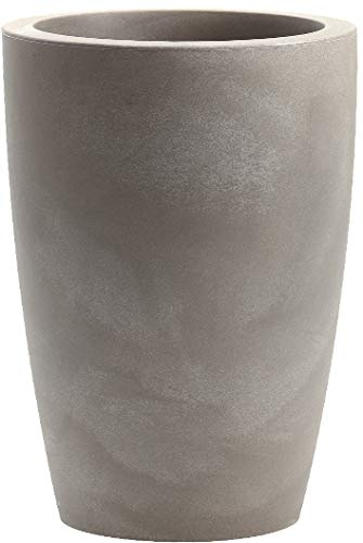 Nicoli Pot à fleurs haute cylindrique Tylus Mat en résine technique de rotation, pour intérieur et extérieur (40 x 53 cm, Cendre)