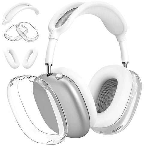 Soft Case Cover Compatible with AirPods Max Headphones, Clear Anti-Scratch Ear Pad Case Cover TPU Protective Ear Cups Covers Accessories, Anti-Dust Headband Cover