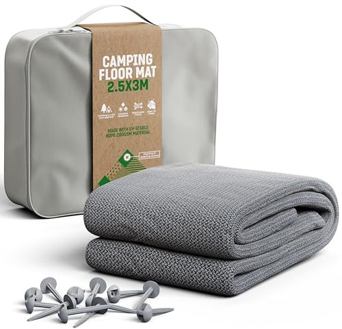 GardenGloss Förzältmatta 250x300 - Campingmatta För Utomhusbruk, Väderbeständig - Campingmatta, Tältmatta Inkl. 12 Fästspikar Och Bärväska