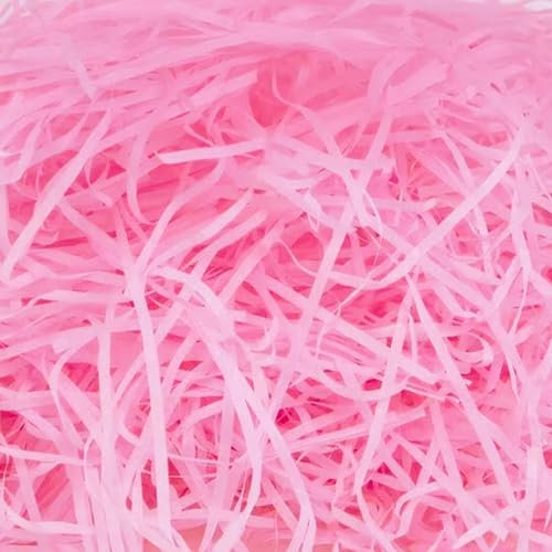 200 Grammes Papier de Remplissage Cadeau, Déchiqueté Kraft Raffia, Herbe de Pâques pour Décorer Cadeaux, Artisanat DIY, Paniers et Boîtes (Rose)