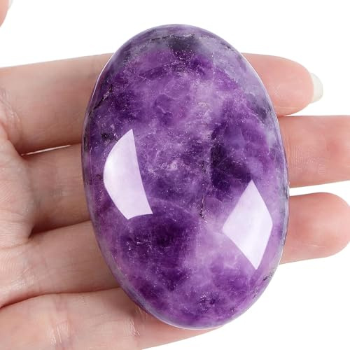 XIANNVXI 2.4 Groß Amethyst Stein Kristalle Sorgensteine Natürliche Poliert Palme Edelsteine Massage Heilung Reiki Energiestein 1PC