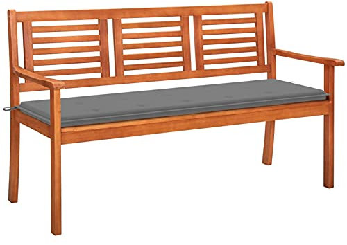 Camerina 3-Sitzer-Gartenbank mit Auflage 150 cm Massivholz Eukalyptus Parkbank Sonnenbank