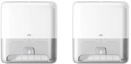 Tork Matic Sensorspender für Rollenhandtücher 551100, Elevation Design - H1 Rollenhandtuch-Spender, berührungslose Einzelblattentnahme durch Sensor, weiß (Packung mit 2)